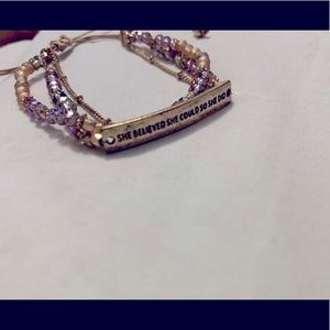 Layered fashion bracelet with drawstring